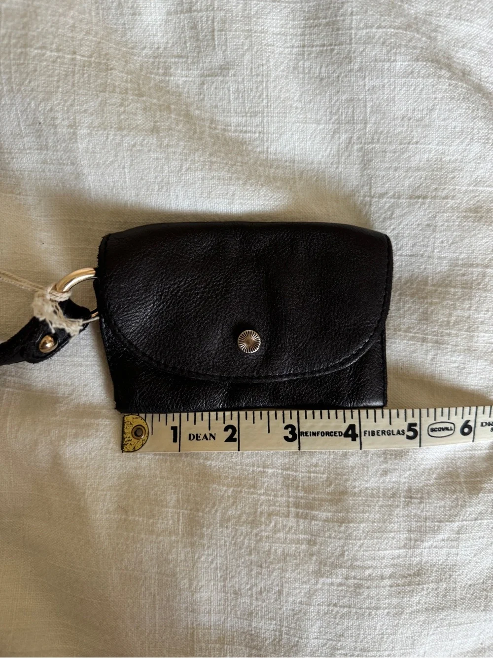 Free People Leather Wristlet Pouch in black NWT